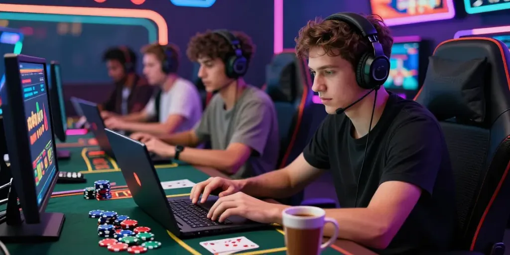 Engaged players exploring casinos not on GamStop in a vibrant online gaming environment.