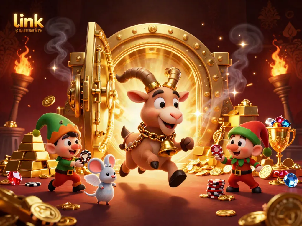 Experience the thrill at link sunwin with festive gaming characters and vibrant casino elements.