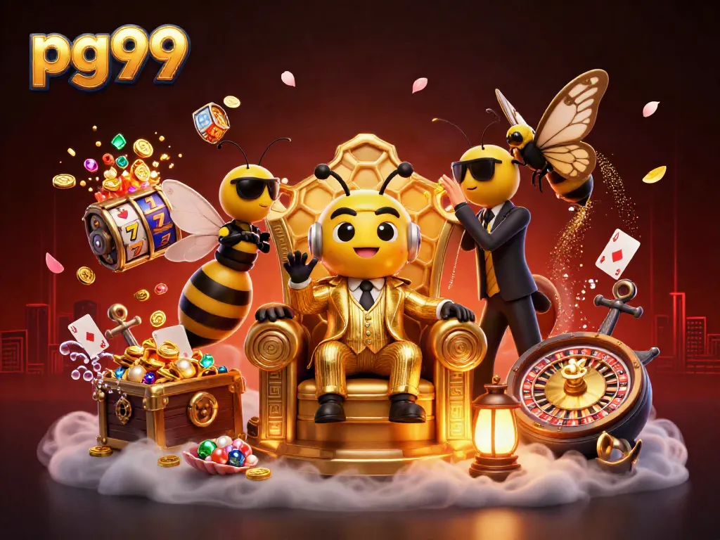 Engage in thrilling pg99 action with a bumblebee boss in a vibrant casino scene.