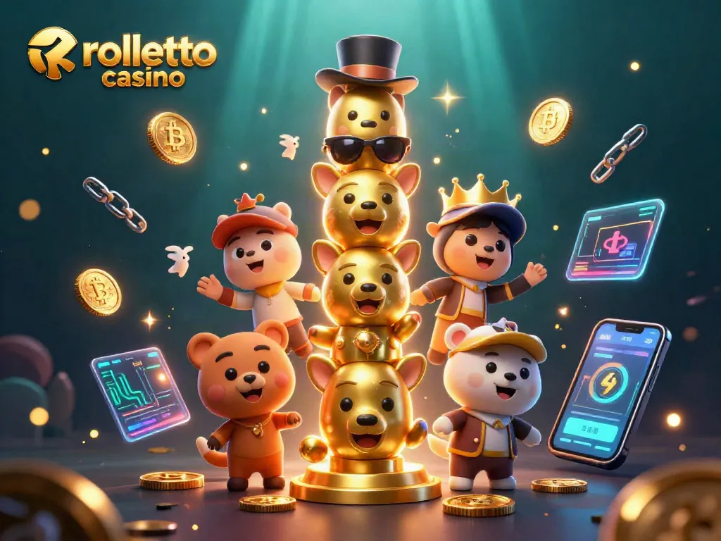 Experience excitement at Rolletto Casino with vibrant 3D illustration showcasing thrilling game elements.
