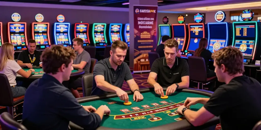 Players enjoying various games in vibrant casinos not on GamStop, showcasing excitement and bonuses.
