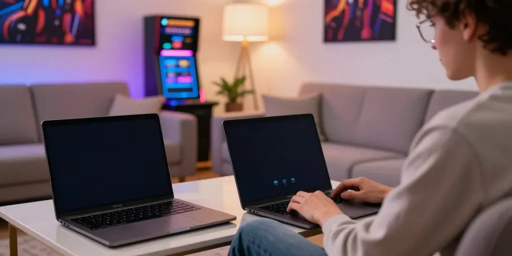 Person enjoying online casinos not on gamstop in a vibrant living room