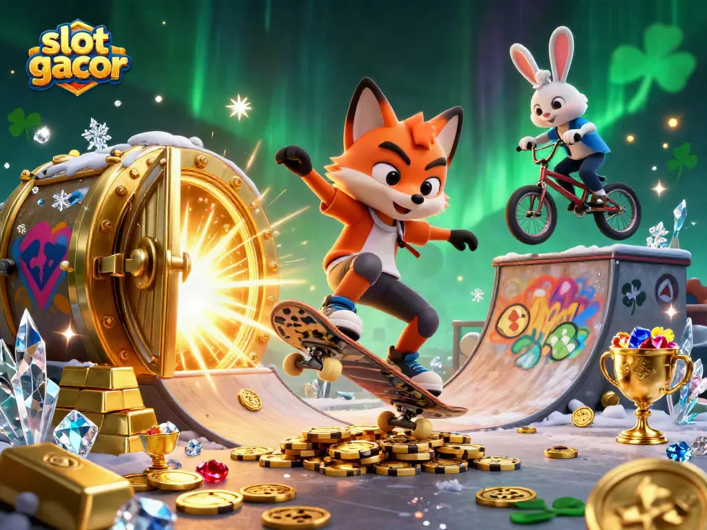 Experience the excitement of slot gacor with vibrant 3D casino characters and treasures.