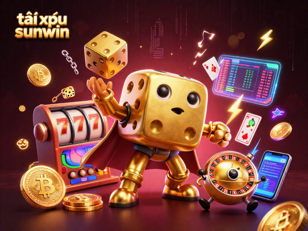 Engage in strategic gaming with tài xỉu sunwin, featuring vibrant 3D characters and casino elements.