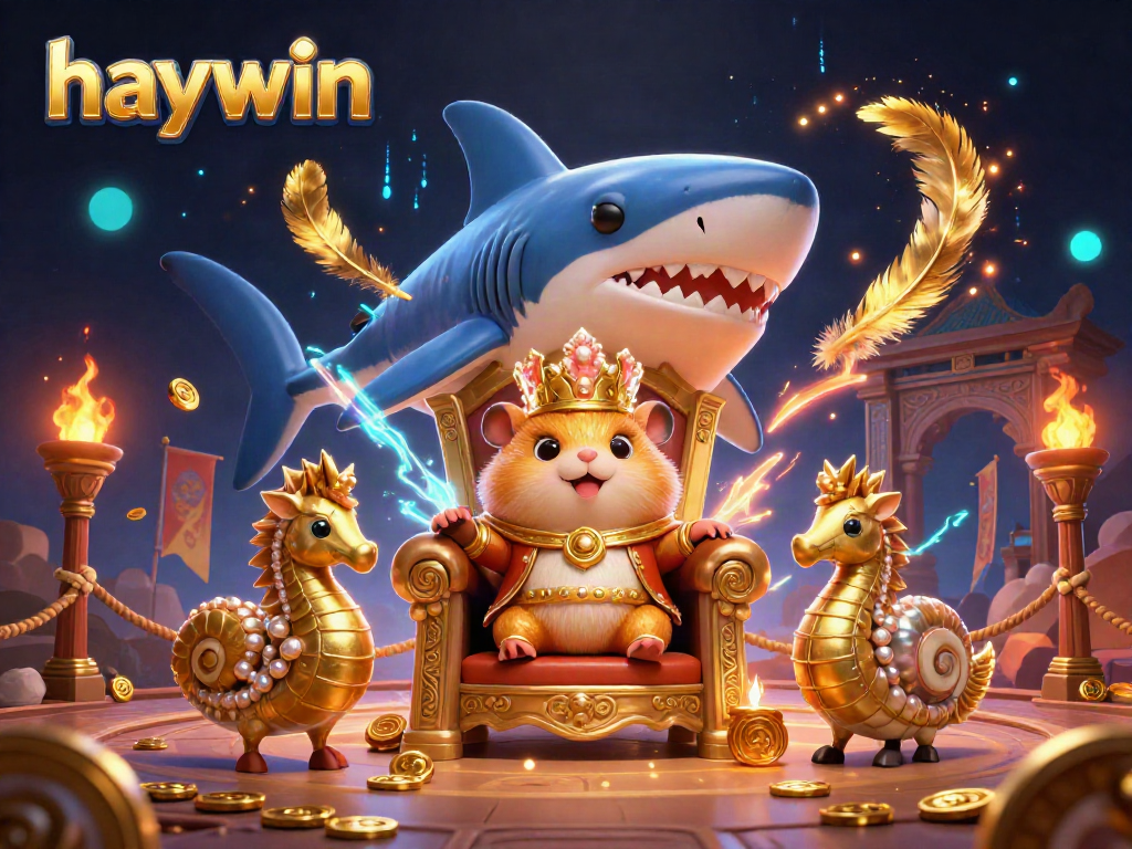 Engage in thrilling gameplay at haywin with the hamster king and seahorse guards in a vibrant casino arena.
