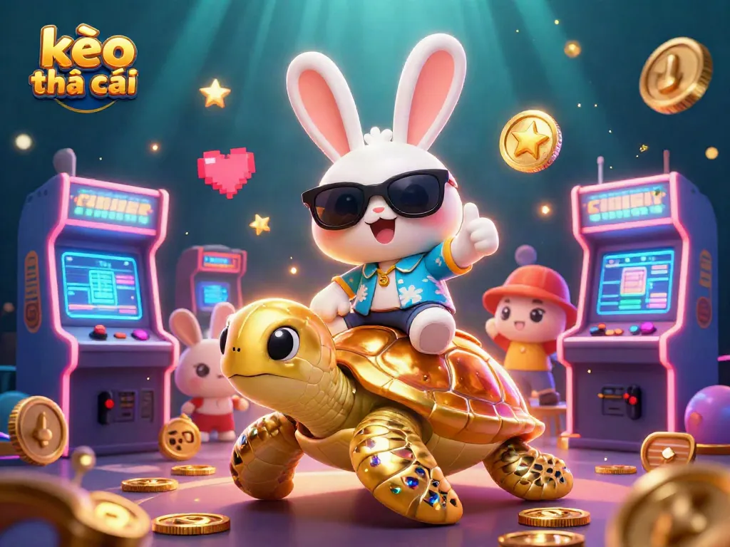 Engage in kèo nhà cái excitement with a playful rabbit and sea turtle in a vibrant underwater casino
