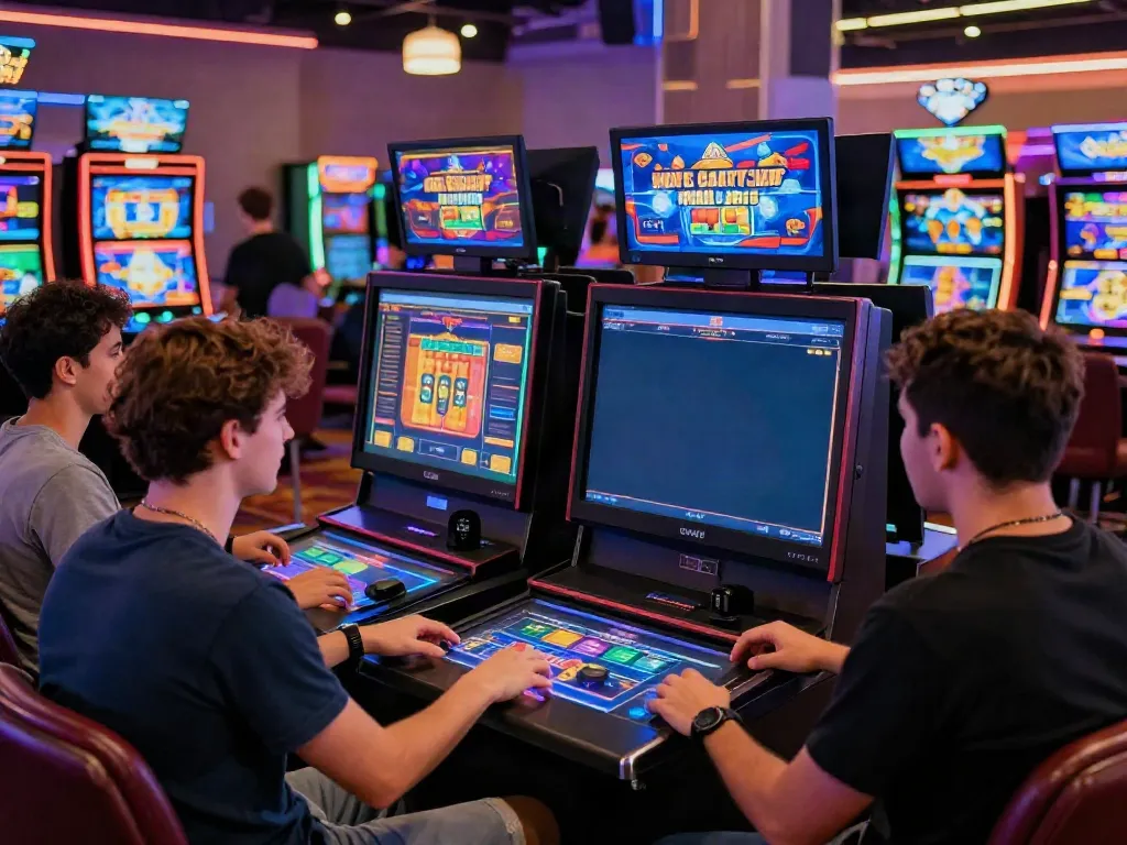 Group playing at non GamStop casinos with fast payouts, vibrant atmosphere