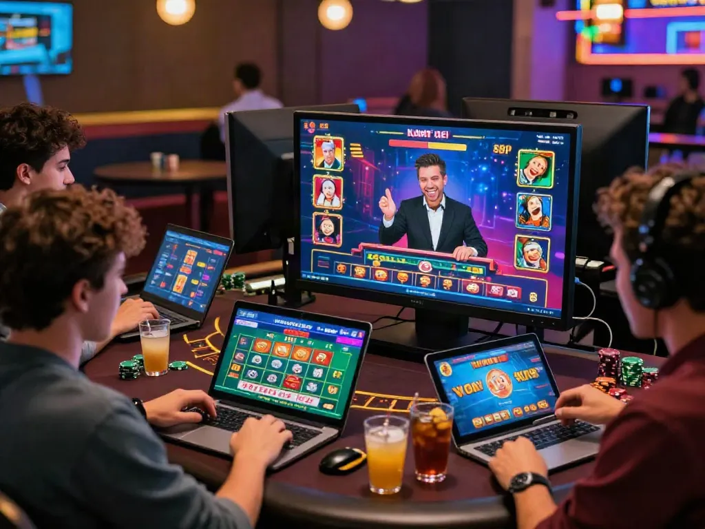 Players enjoying online casinos not on gamstop, engaging with vibrant games on digital devices.