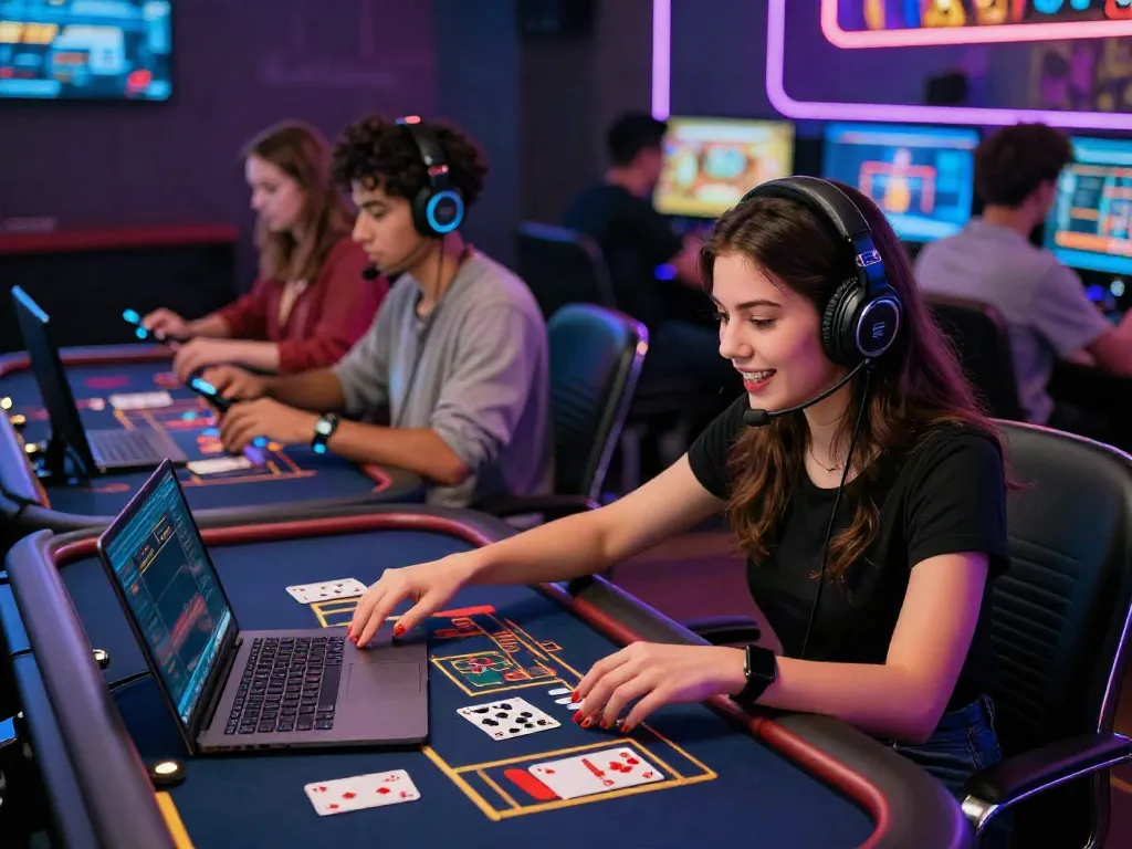 Players enjoying engaging games at casinos not on GamStop in a lively online environment.