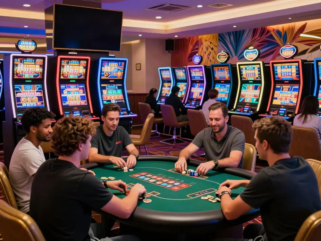 Exciting casino atmosphere showcasing players engaging with games, highlighting casinos not on gamstop.