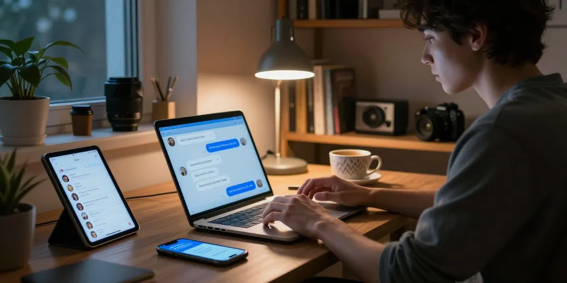 Engaging in an NSFW AI chat within a cozy home office, showcasing digital devices and a relaxed atmosphere.