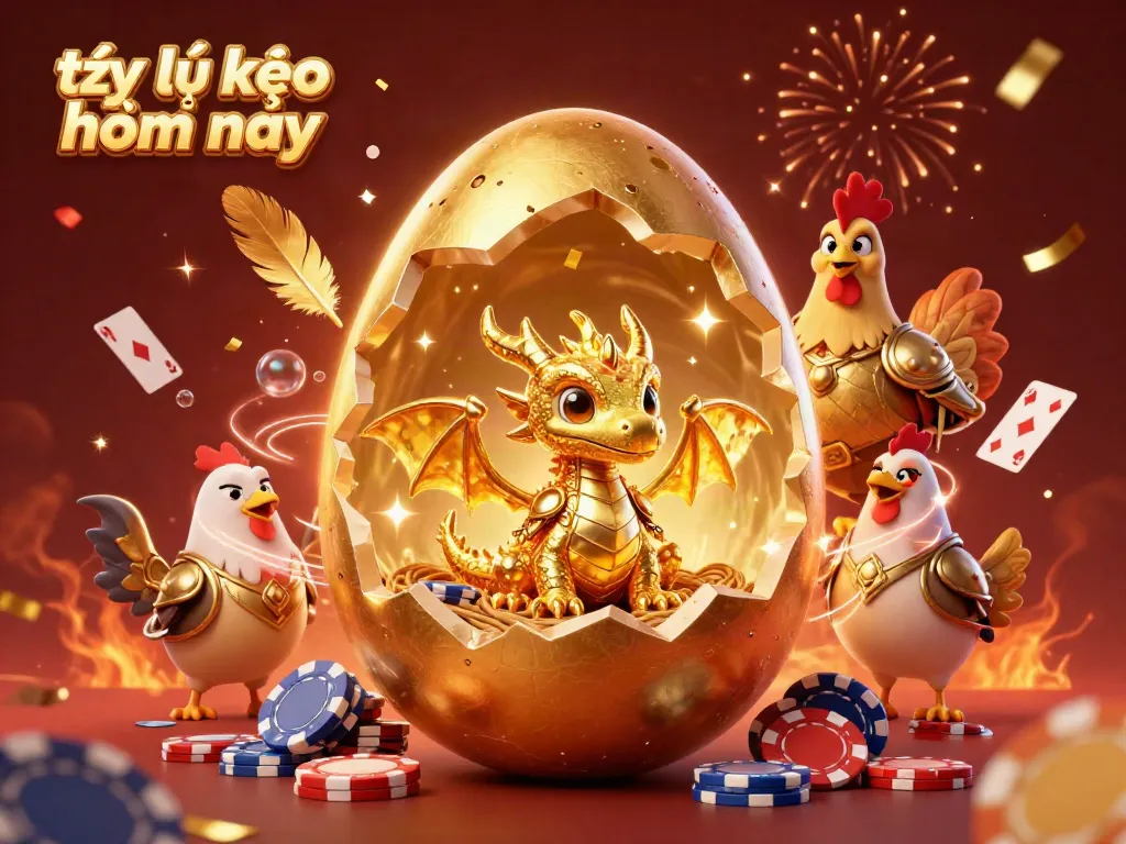 Engage with tỷ lệ kèo hôm nay through a dynamic scene with a golden dragon and poker chips.