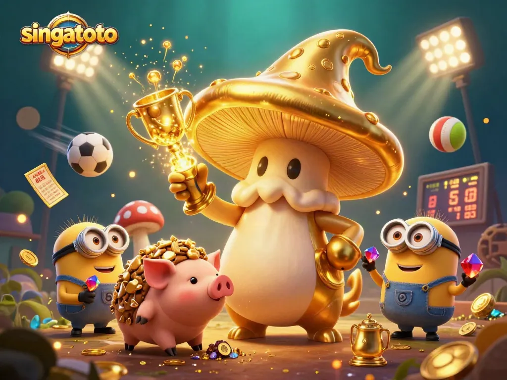 Experience thrills with singatoto's magical casino scene featuring a wizard, sports elements, and treasure!