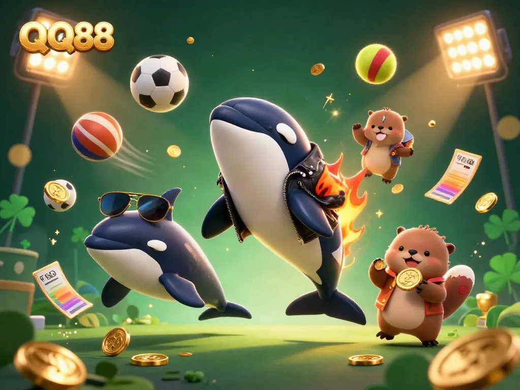 Experience the excitement at QQ88 with vibrant characters and dynamic sports betting elements.