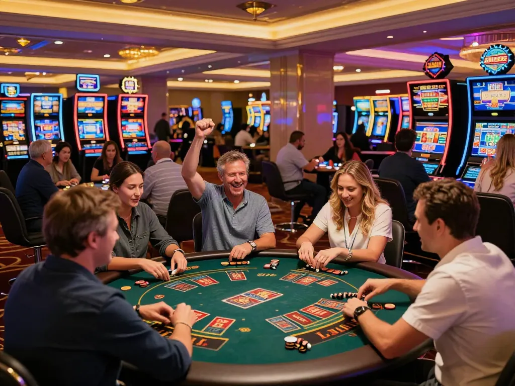 Players enjoying games at casinos not on GamStop with vibrant atmosphere and excitement.