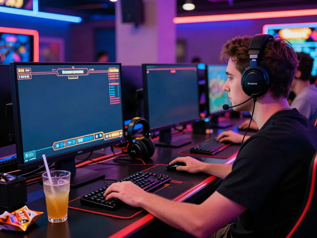 Player enjoying casinos not on gamstop with vibrant game graphics and neon lights