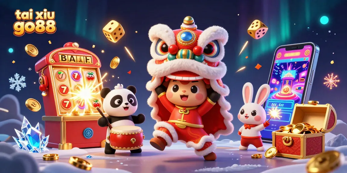 Experience the excitement of tai xiu go88 with a vibrant 3D casino scene packed with action and winning elements.