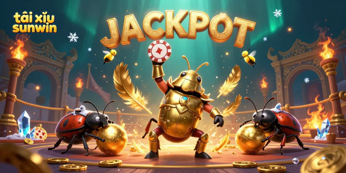 Experience tài xỉu sunwin excitement with heroic beetles and golden coins in an epic casino scene.