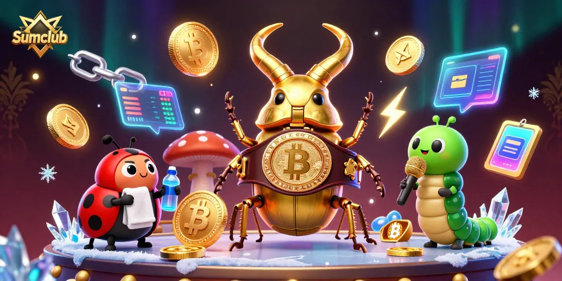 Join the excitement at Sumclub with a glowing beetle champion and dynamic casino-themed elements!