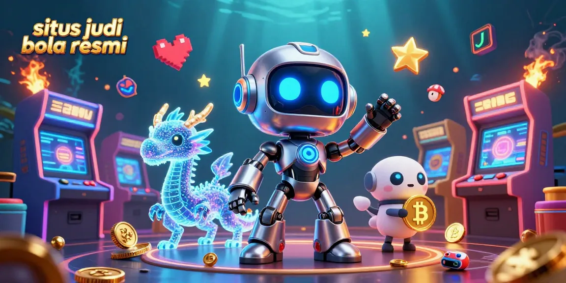 Engage in exciting gameplay at situs judi bola resmi with dynamic robots, holograms, and vibrant gaming elements.