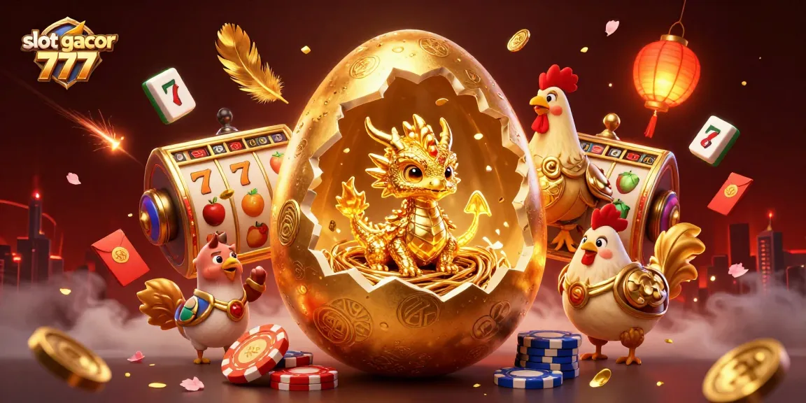 Experience thrilling gameplay with slot gacor 777 as a golden dragon reveals riches amidst slot reels and festive elements.