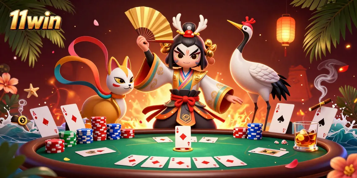 Experience thrilling poker gameplay with 11win’s vibrant casino scene featuring colorful elements.