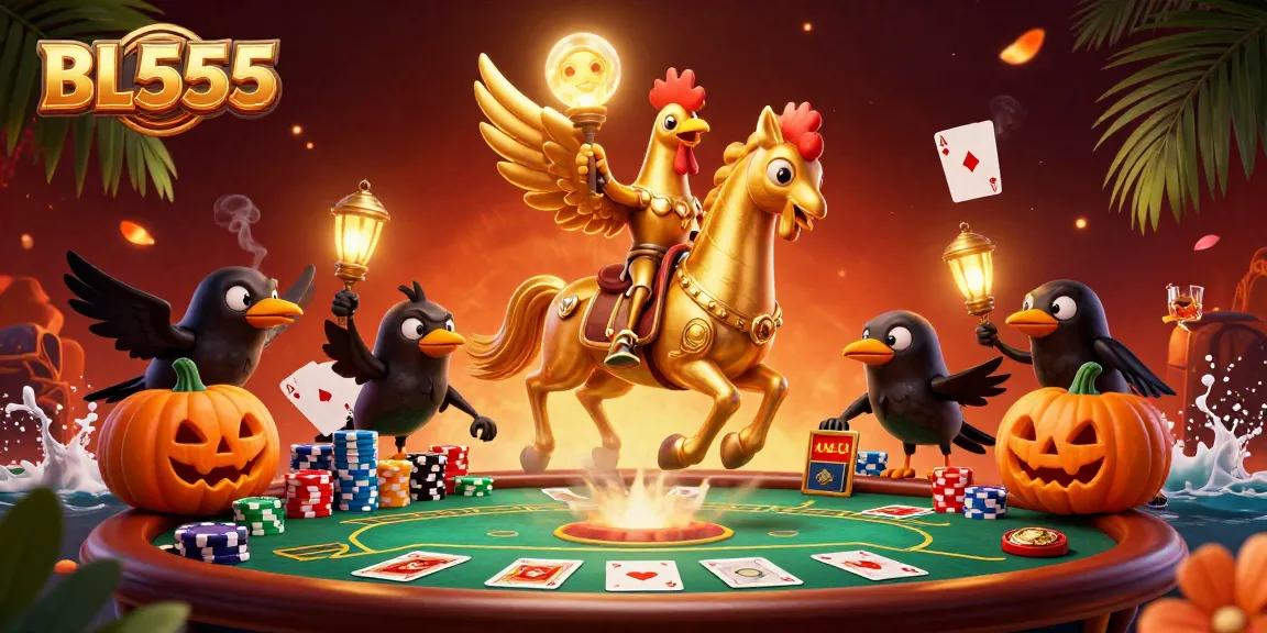 Engage in thrilling gameplay at BL555 with the headless horseman and crow companions.